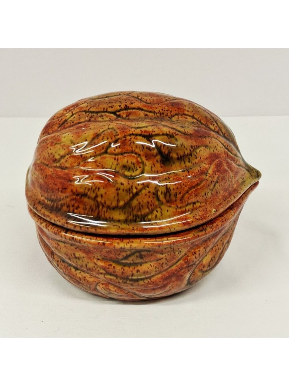 VTG 70's Handmade Ceramic Walnut / Nut Shaped Nut / Candy / Trinket Dish Glossy - Picture 4 of 10
